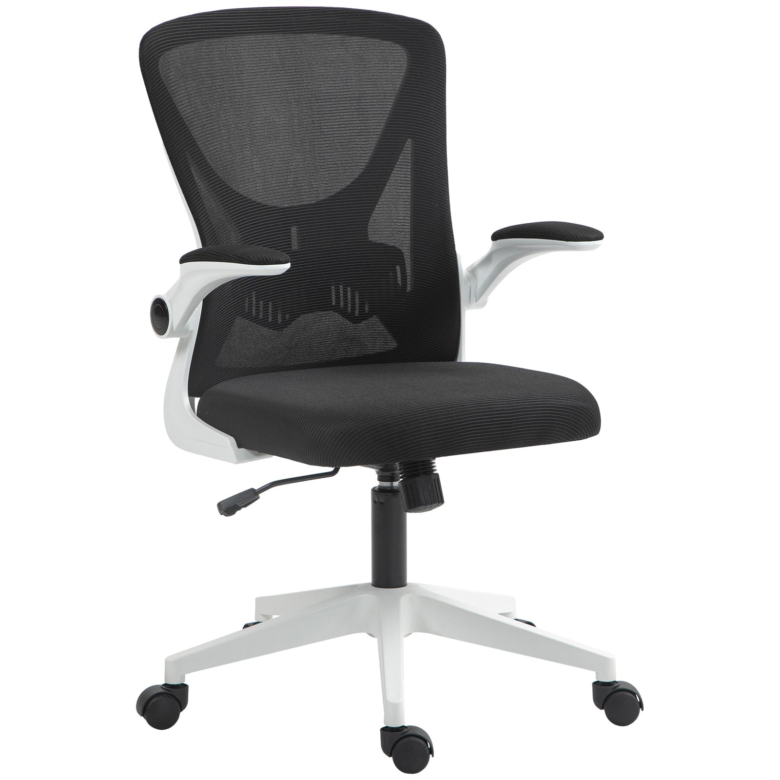 Mesh Back Office Chair, with Flip-Up Arms - Black and White