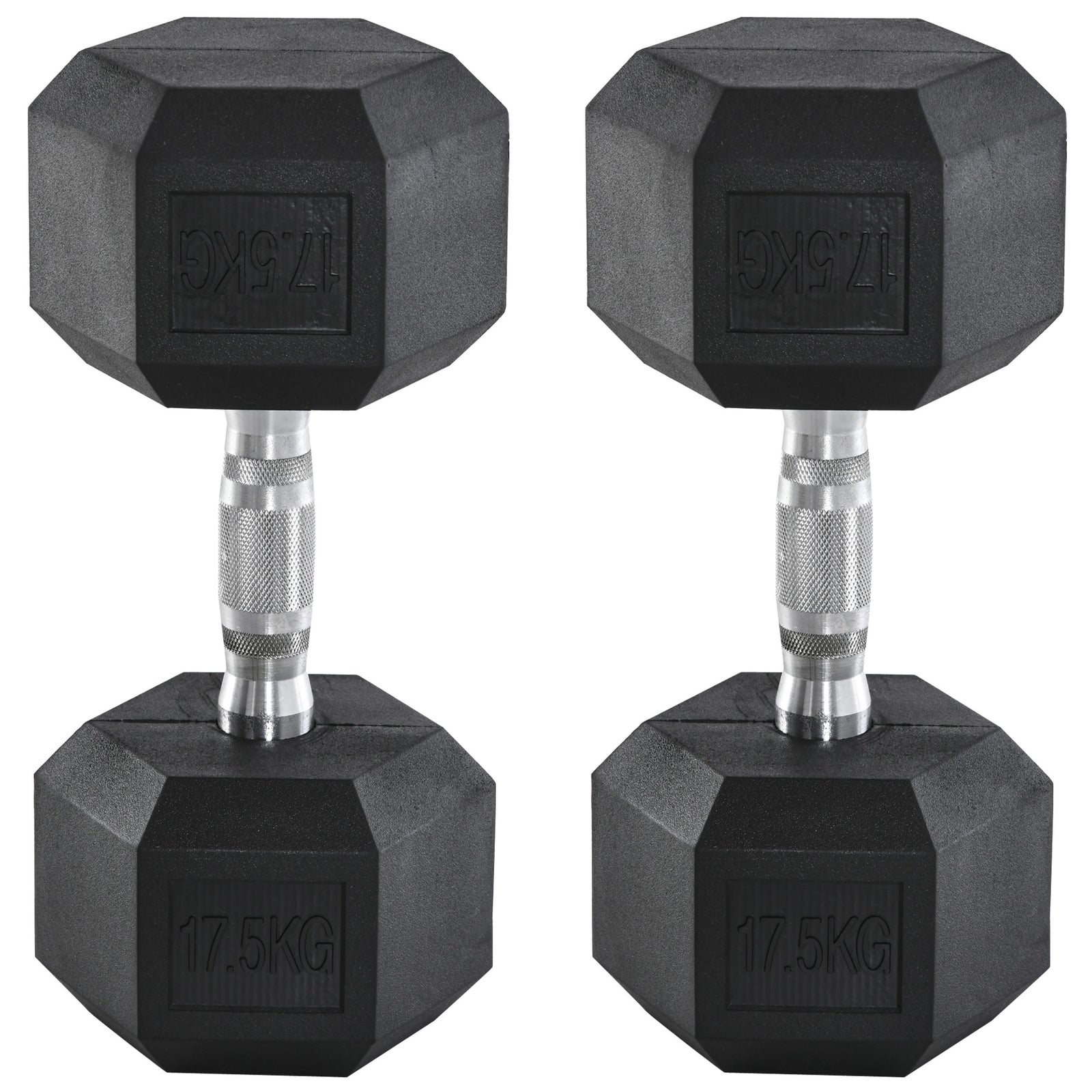 2x17.5kg Rubber Hex Dumbbell Portable Hand Weights Dumbbell Home Gym Workout Fitness Hand Dumbbell