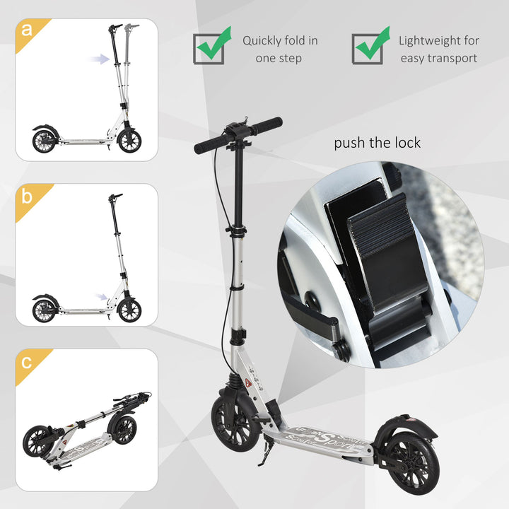 Teen/Adults Aluminium Folding Kick Scooter w/ Shock Mitigation System Silver