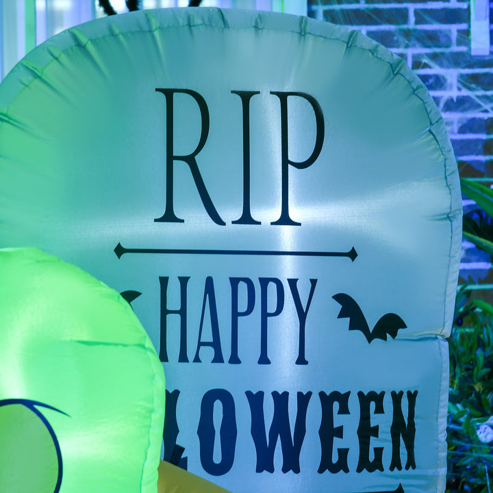 5FT Halloween Inflatables Ghost and Tombstone, Blow Up Outdoor Halloween Decorations with Build-in LED Lights for Garden, Lawn, Party