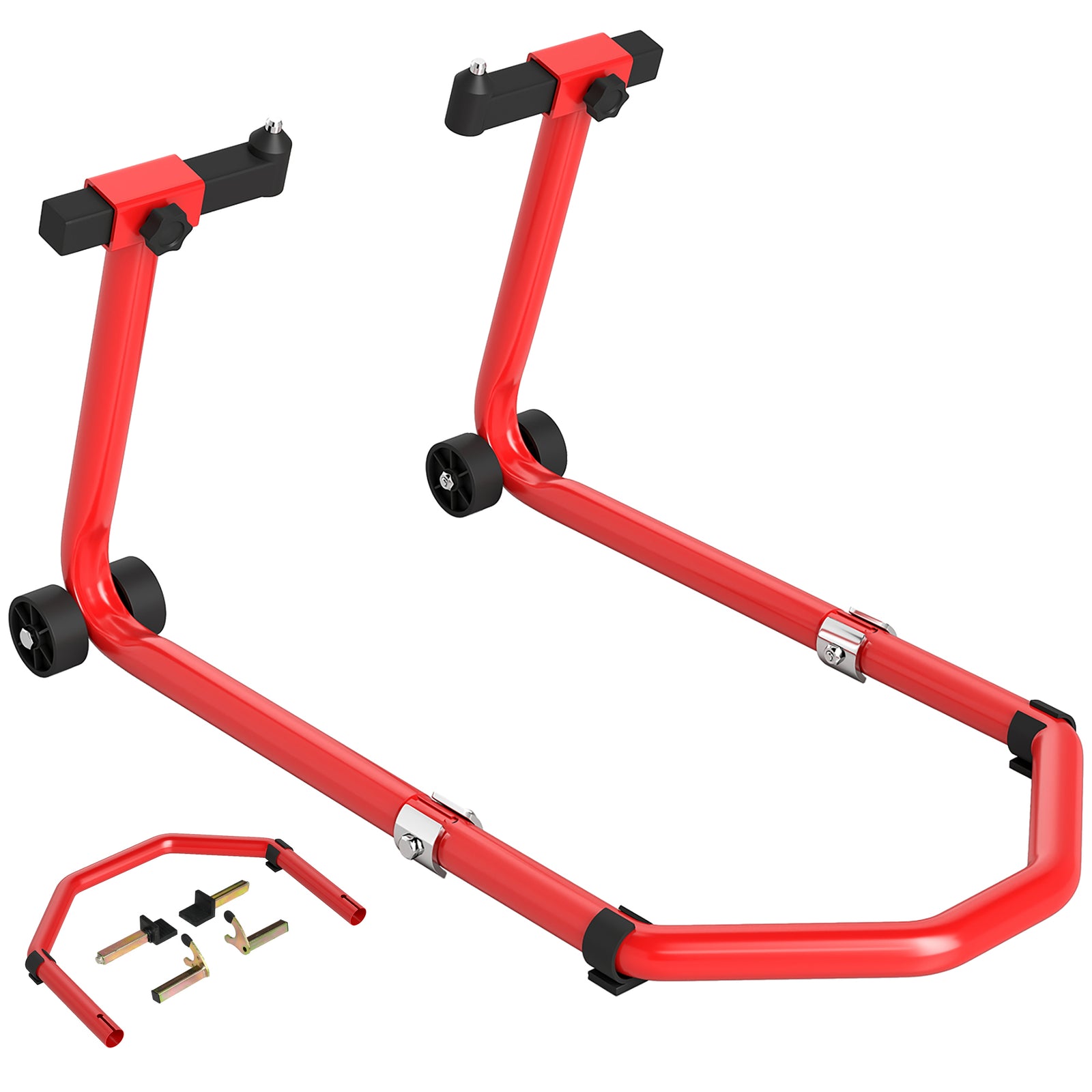 Motorcycle Stand, Front/Rear Paddock Stand, with 390 kg Weight Capacity, Red
