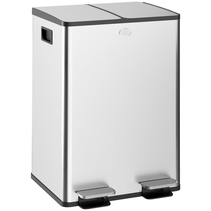 56L Dual Compartment Stainless Steel Bin, with Deodoriser Holders - Si