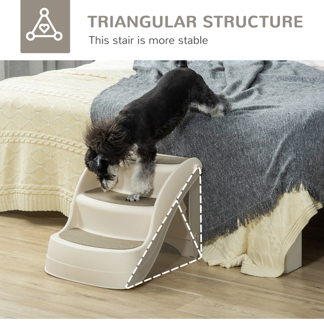 MCL Foldable Pet Stairs Portable Dog Steps 3-Step Design with Non-slip Mats for High Beds, Sofas, 49 x 38 x 38 cm, Cream