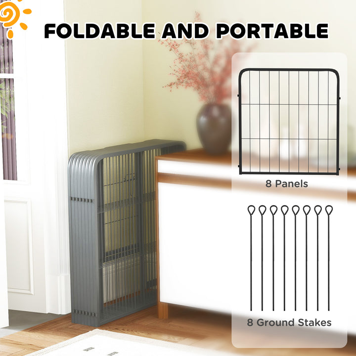 Eight-Panel Dog Playpen with Door, for Large Dogs, Indoors, Outdoors, 60cm Tall, Black