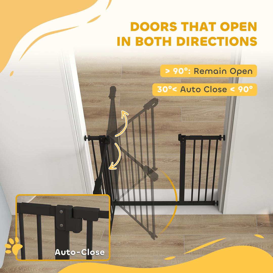 Adjustable Safety Gate w/ One Extensions, Four Adjustable Screws, Blac