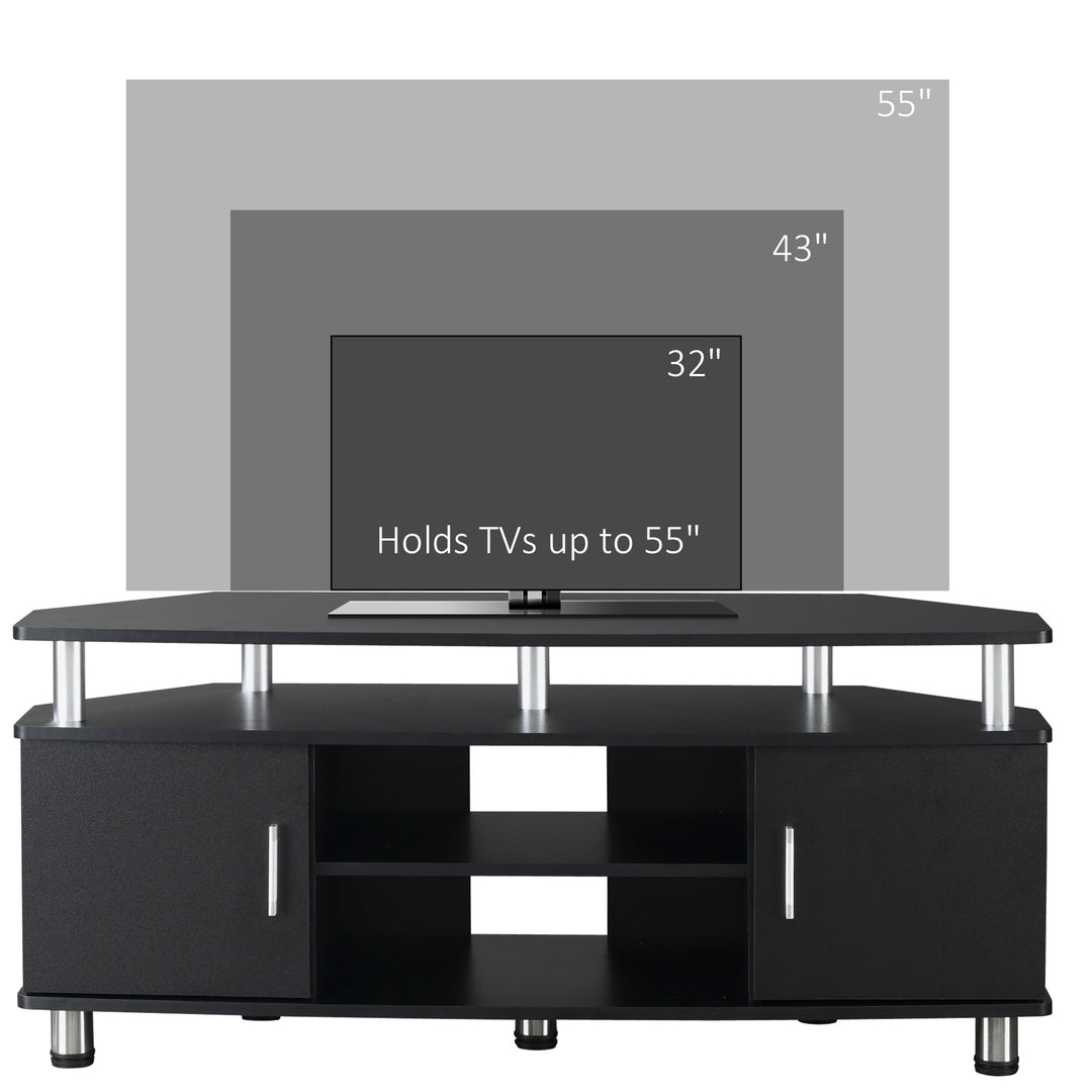 TV Unit Cabinet for TVs up to 55 Inches with Storage Shelves and Cupboard, Entertainment Centre for Living Room, Black