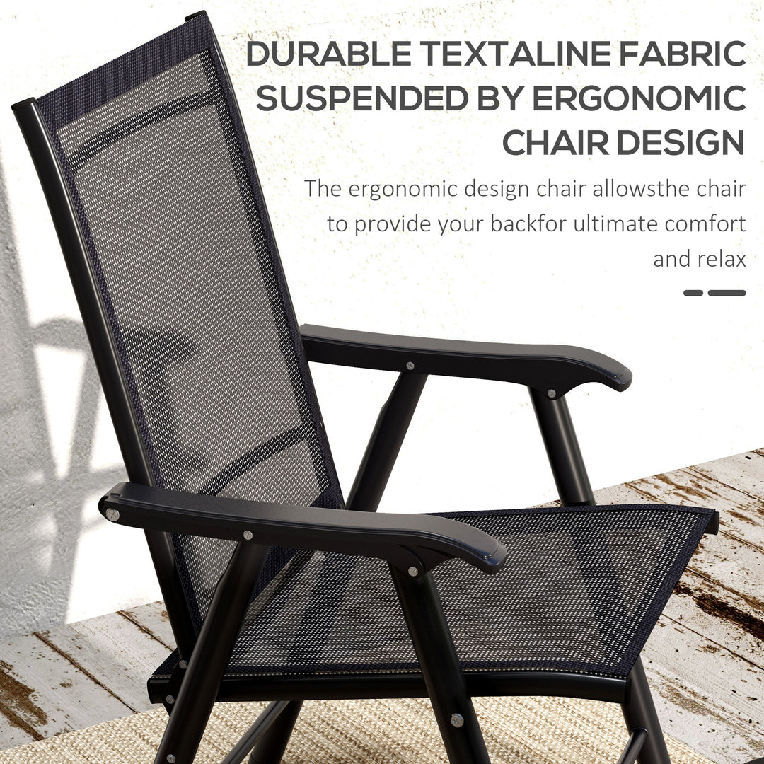Outsunny Set of Four Folding Garden Chairs - Black