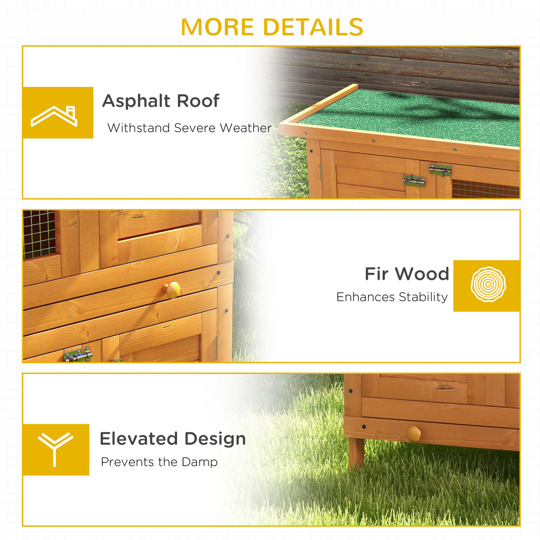 Rabbit Hutch Outdoor Guinea Pig Hutch Wooden Duck House Pet Cage with Opening Roof, 90 x 45 x 90cm
