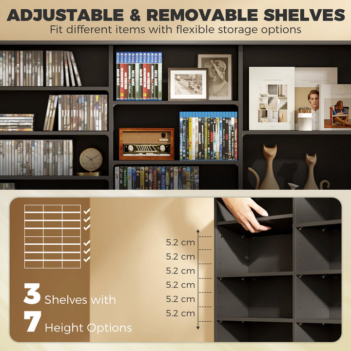 1032 CD/594 DVD Storage Unit, Blu-ray Media Storage Shelf with 24 Comp