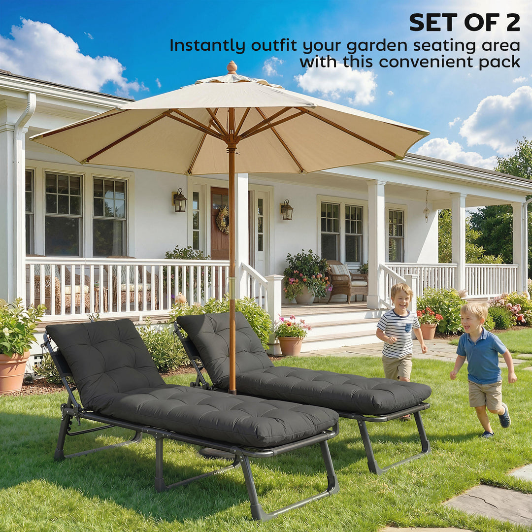 Sun Lounger Cushions Only, Garden Lounge Chair Cushions Set of 2, Sunb