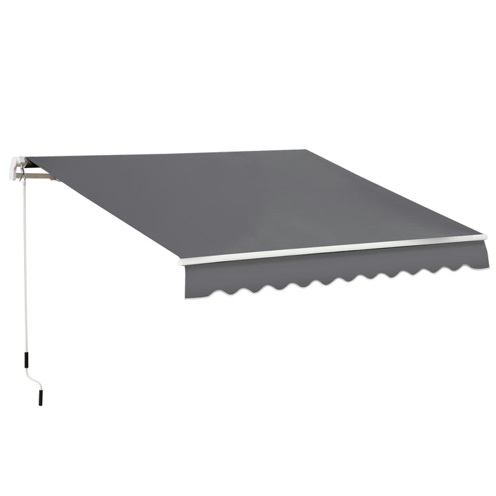 Outsunny 4x2.5m Retractable Manual Awning Window Door Sun Shade Canopy with Fittings and Crank Handle Grey