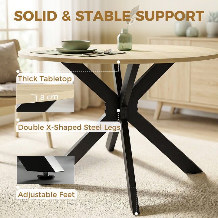 Folding Dining Table, Drop Leaf Table with Adjustable Feet, Natural - view 5