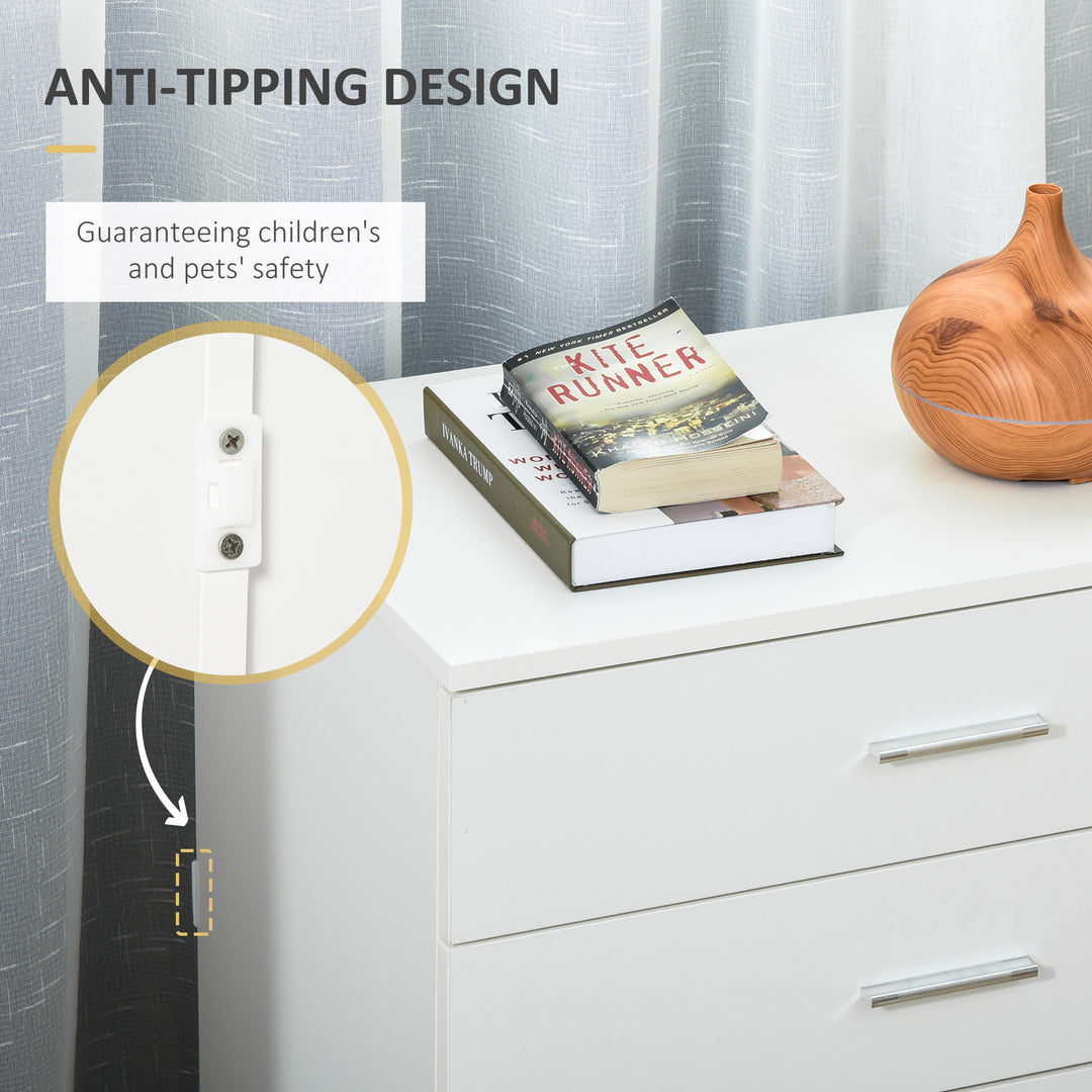 MCL Chest of Drawers, 4 Drawers Storage Cabinet with Metal Rails, Anti-Tip for Playroom, Nursery Room, Hallway, etc