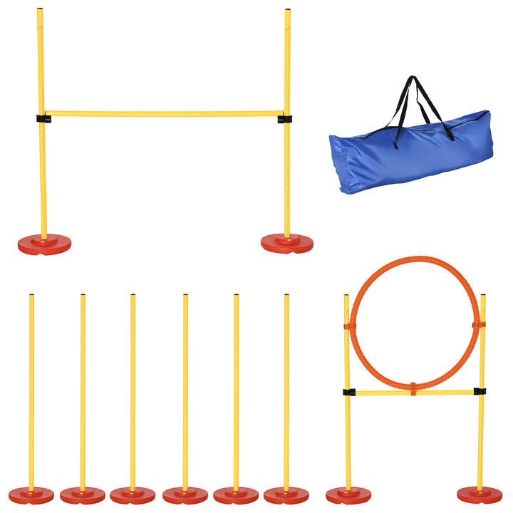 MCL Dog Agility Equipment Training Portable Obstacle for Pet w/Adjustable Hurdles, Jumping Ring, Weave Poles