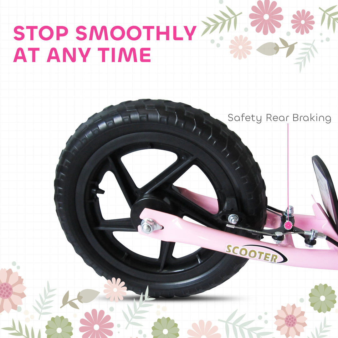 MCL Kids Scooter Kick Scooter, with 12" EVA Tyres, Rear Brake, Big Wheels Scooter for 5-12 Years , Pink
