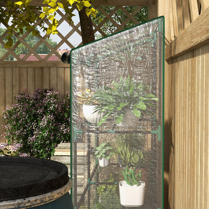 46 x 143cm Mini Lean-To Greenhouse, with Three Inner Shelves
