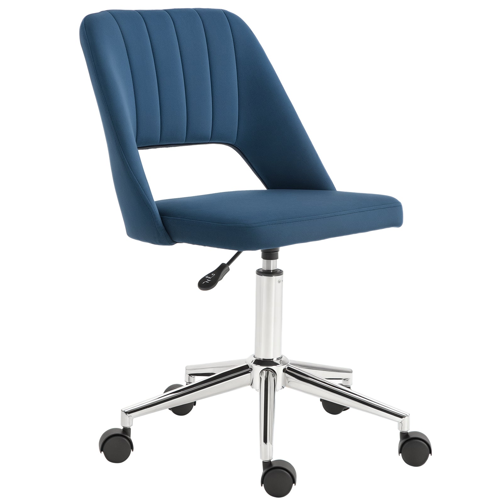 Armless Velvet-Feel Office Chair - Dark Blue