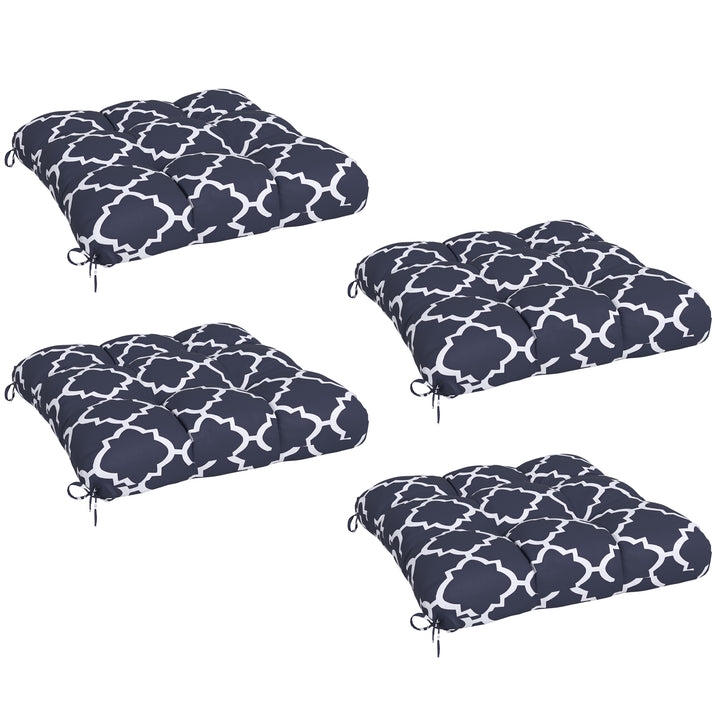 Outsunny Replacement Cushions: 4-Piece Indoor Outdoor Seat Pads with Ties for Patio Chairs, Blue | Aosom UK