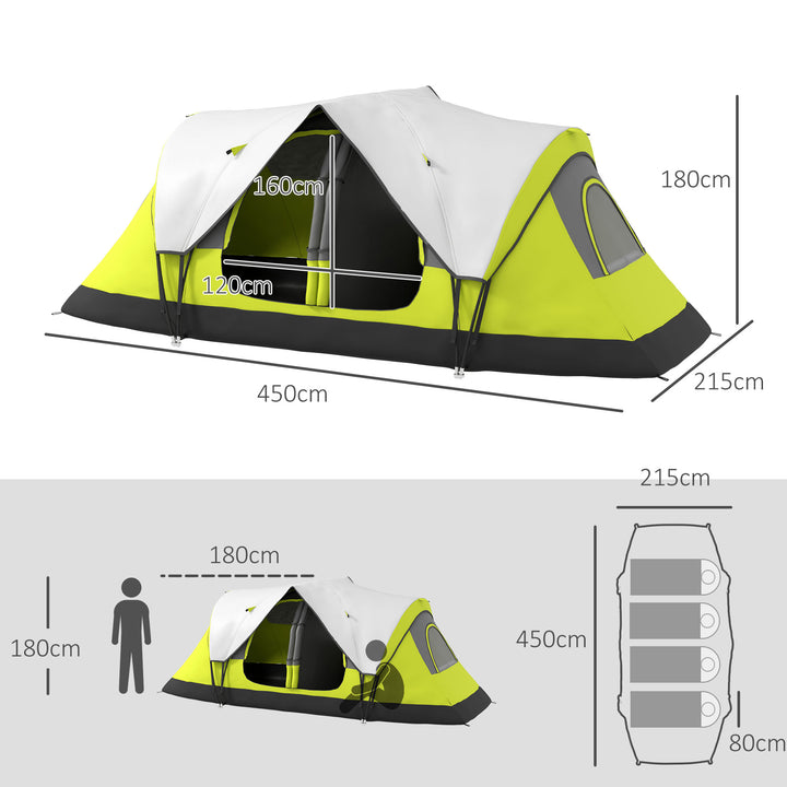 Camping Tent for 6-8 Man with 2000mm Waterproof Rainfly and Carry Bag for Fishing Hiking Festival, Yellow