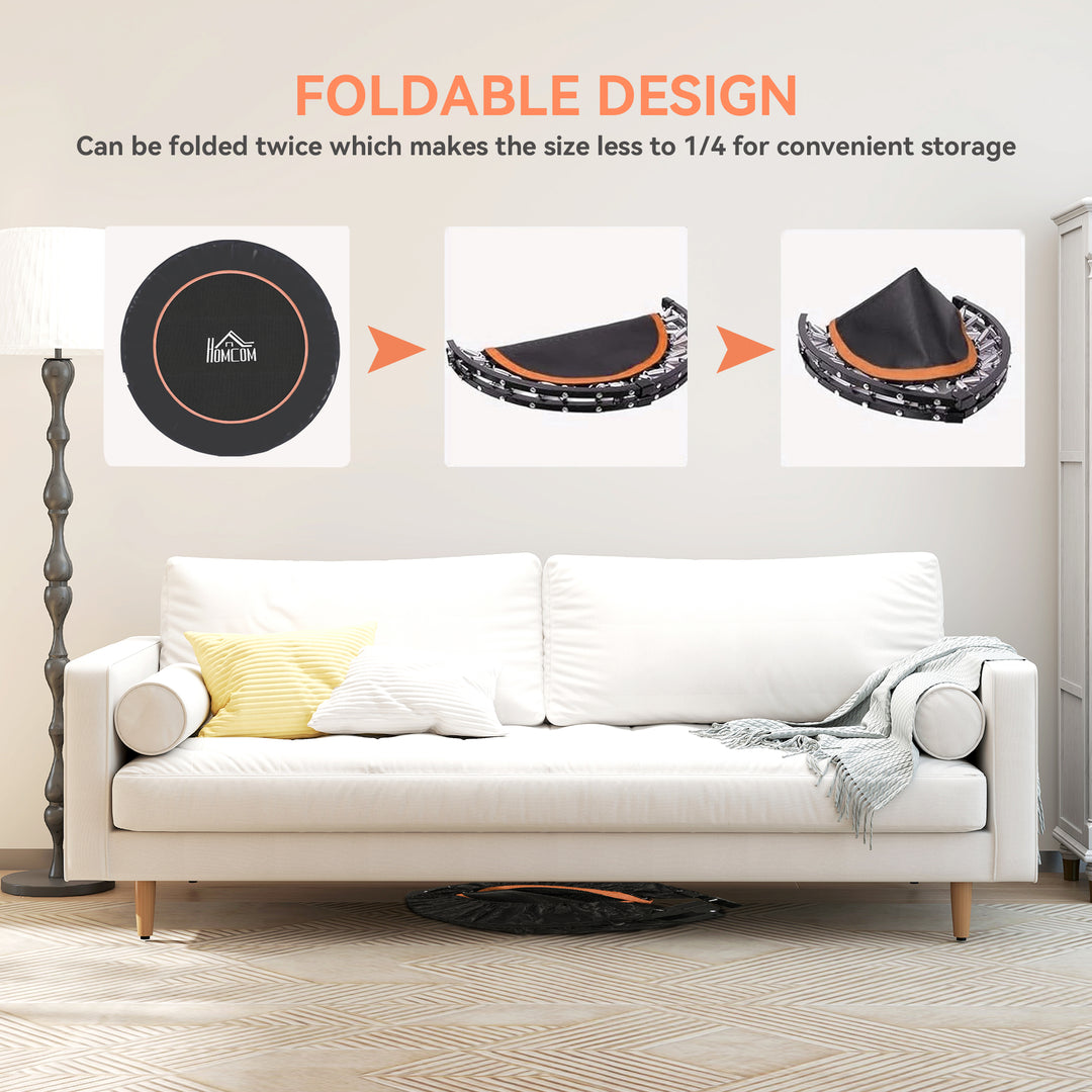 45" Foldable Mini Fitness Trampoline, with Adjustable Foam Handle, Orange