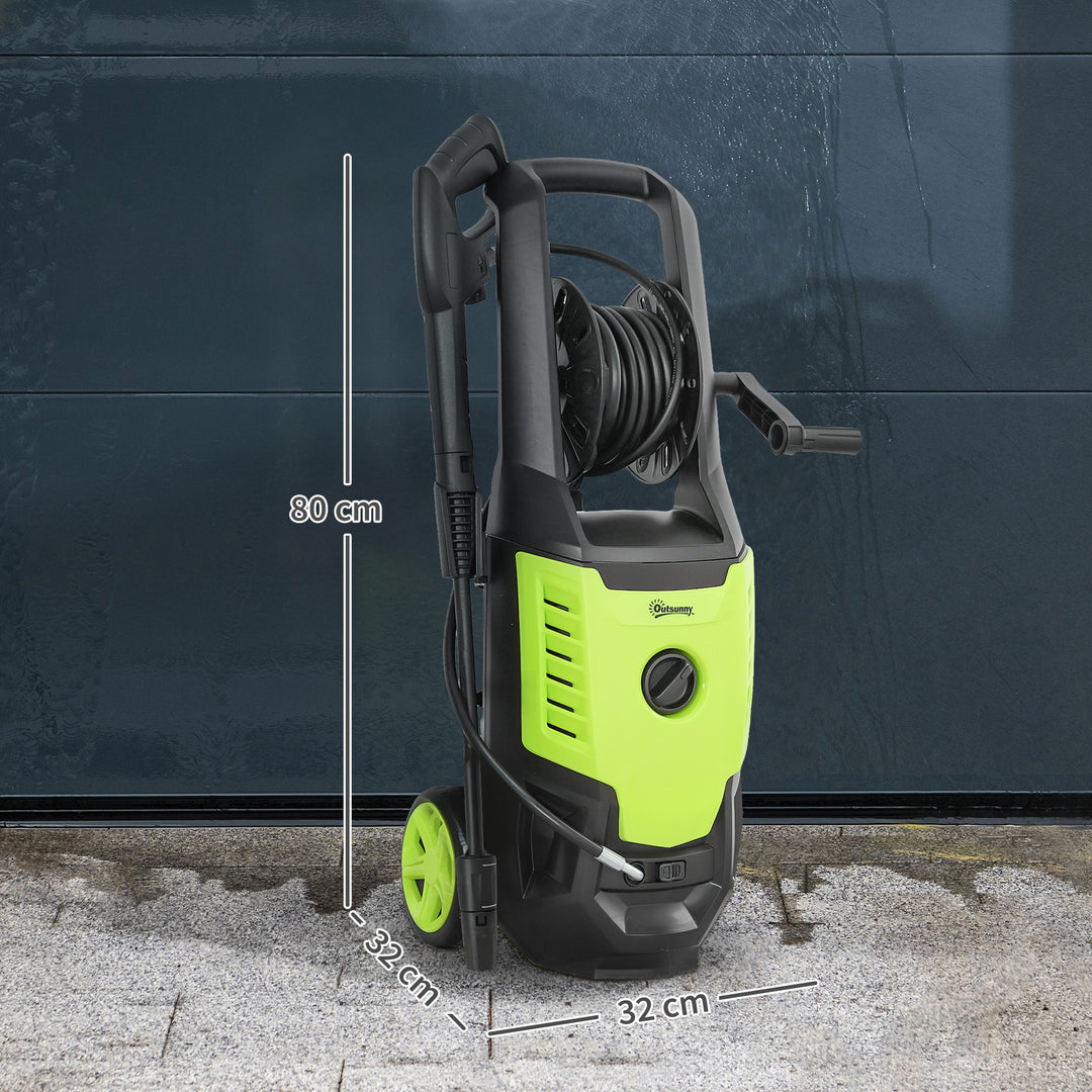 2200W High Pressure Washer, 170 Bar Pressure, 420 L/h Flow, Portable Electric Power Washer Jet Wash Cleaner with Adjustable Nozzle 6M Hose and Hose Reel for Home Patio Car Driveway