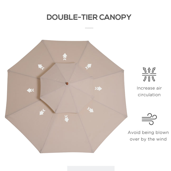 2.7m Elegant Wooden Frame Parasol Umbrella - Beige