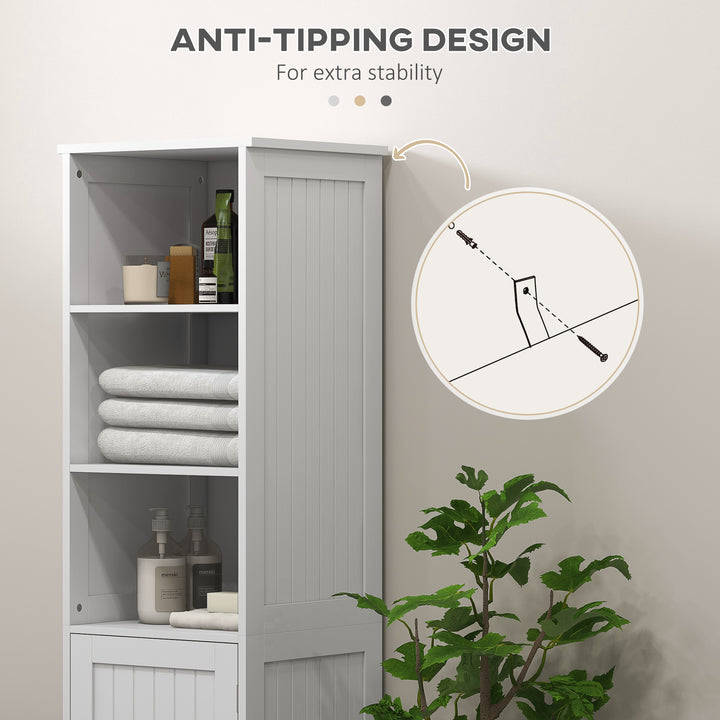 Slim Bathroom Storage Cabinet, Tall Bathroom Cabinet with 3 Open Shelv