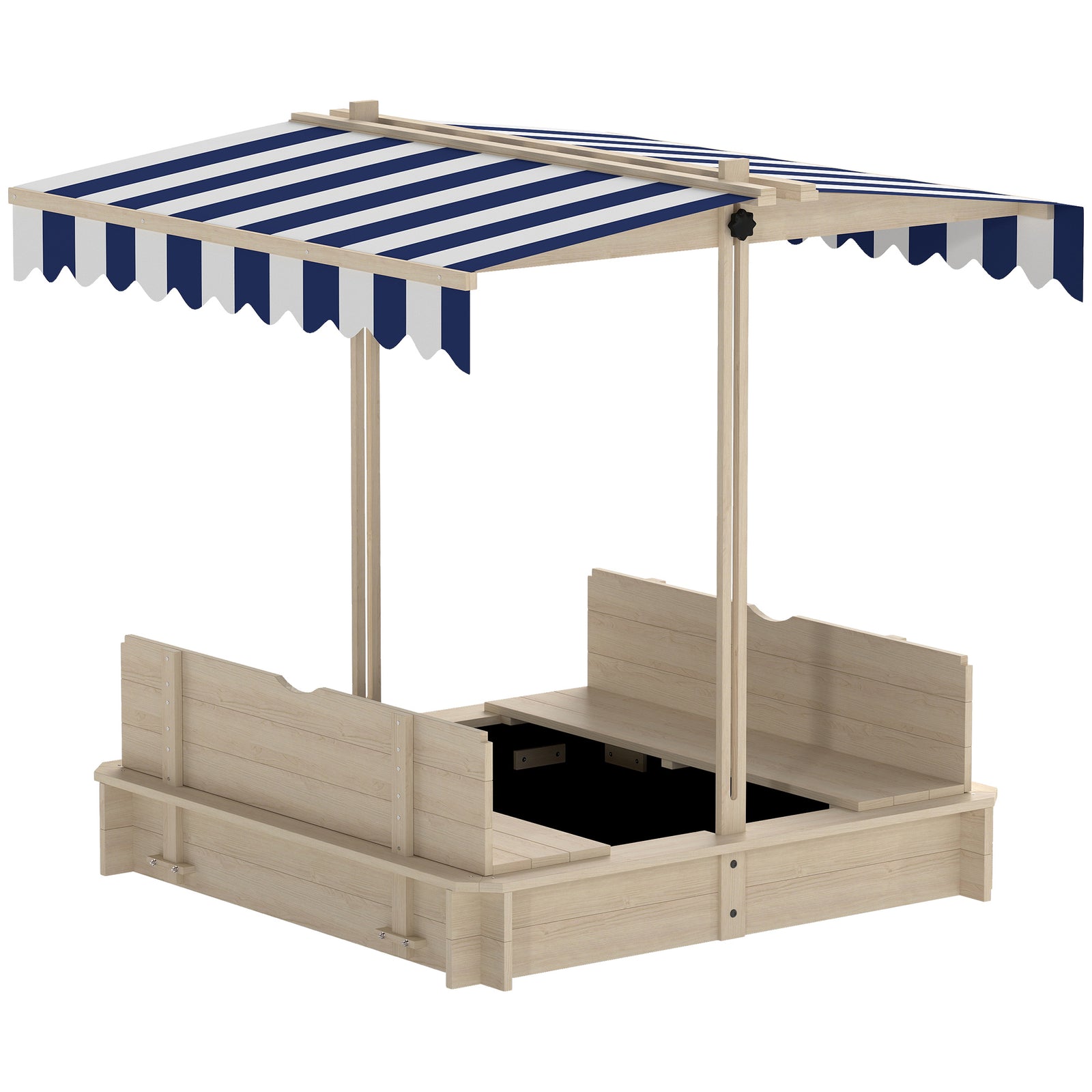 Kids Square Wooden Sandpit, Children Sandbox Outdoor Playset