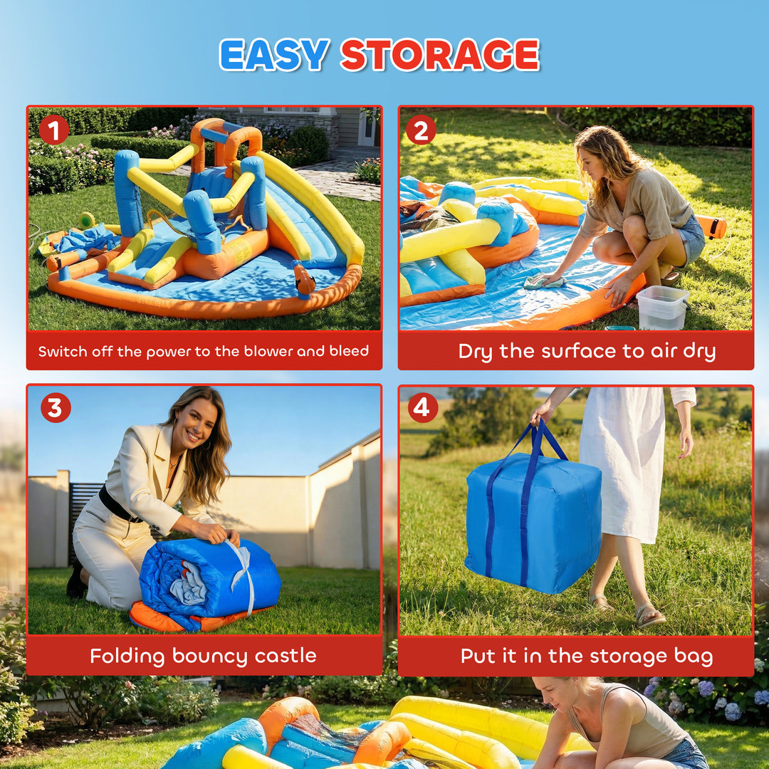 5 in 1 Bouncy Castle for Children, Inflatable Bounce House with Dual S
