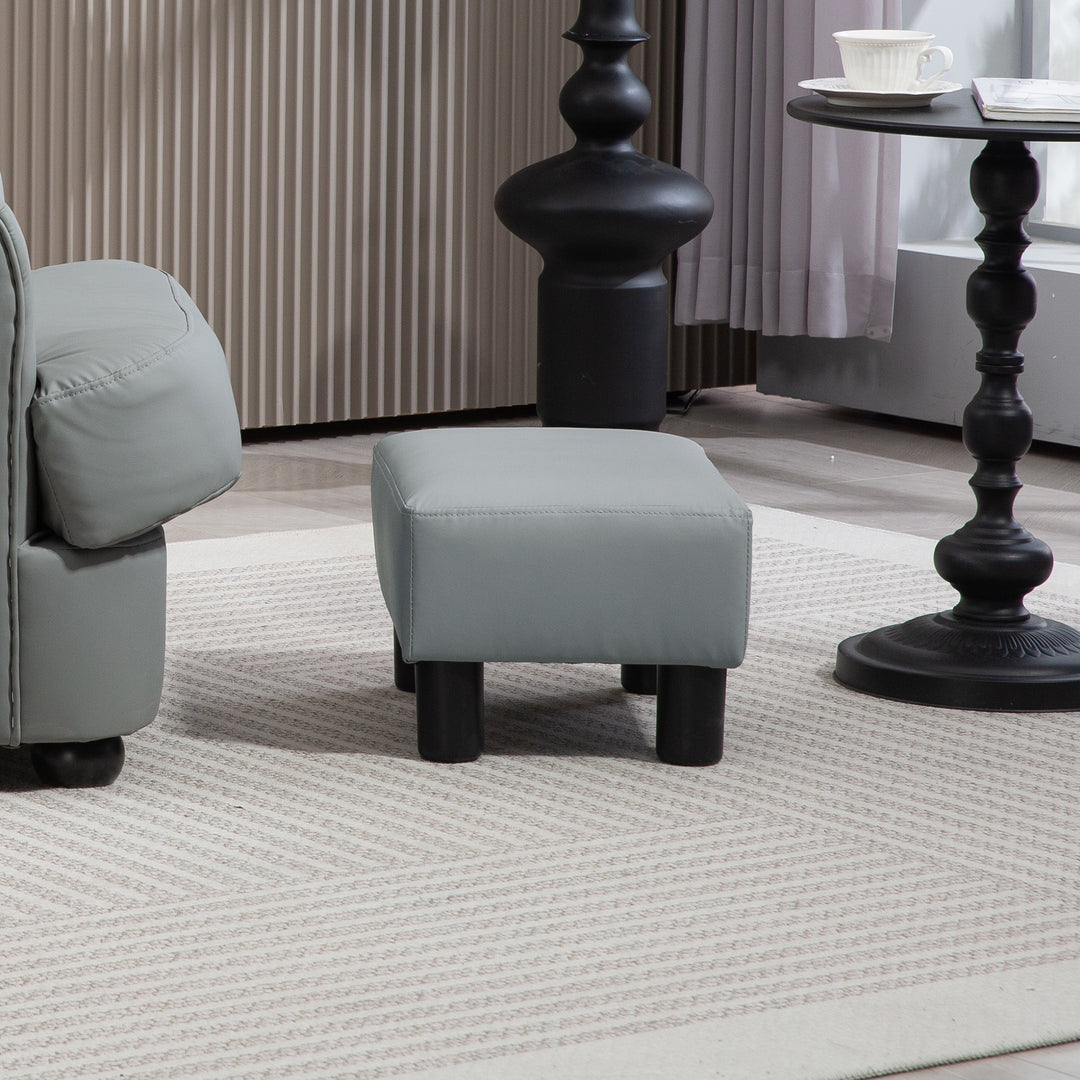 PU Leather Footstool with 4 Plastic Legs, Grey