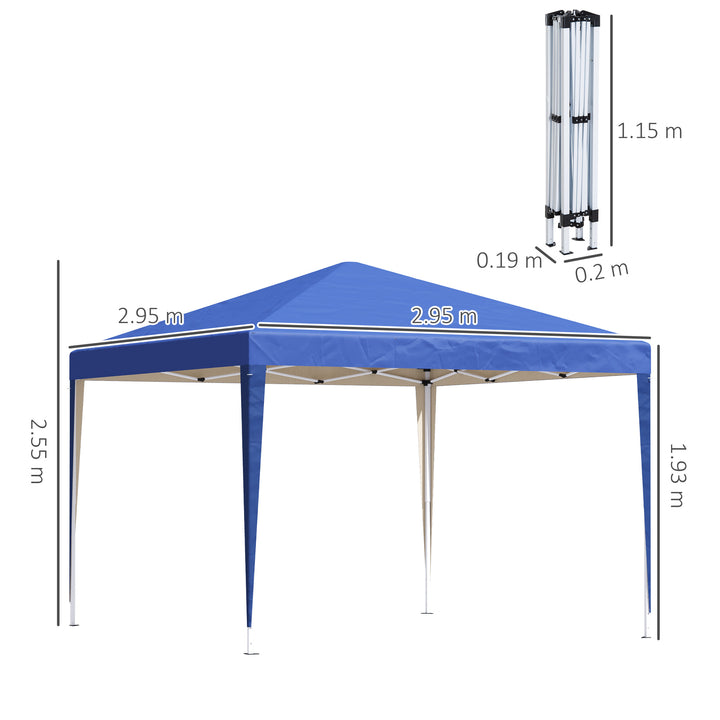 Outsunny 3 x 3M Garden Pop Up Gazebo Marquee Party Tent Wedding Canopy (Blue) + Carrying Bag | Aosom UK