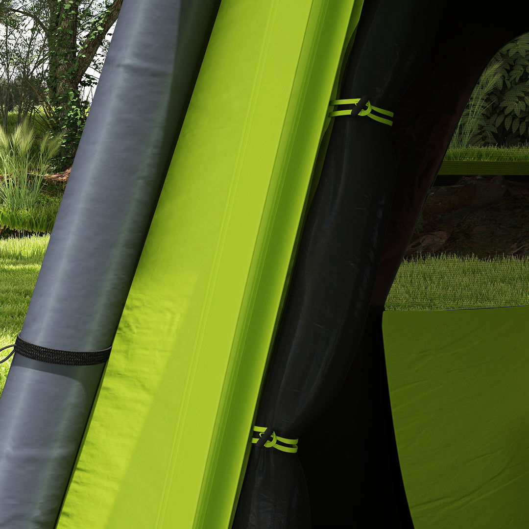 Inflatable Camping Tent w/ Hand Pump, Easy Setup 1/2 Person Blow Up Tent Waterproof 190T Taffeta w/ Mesh Windows, Doors and Carry Bag, Green