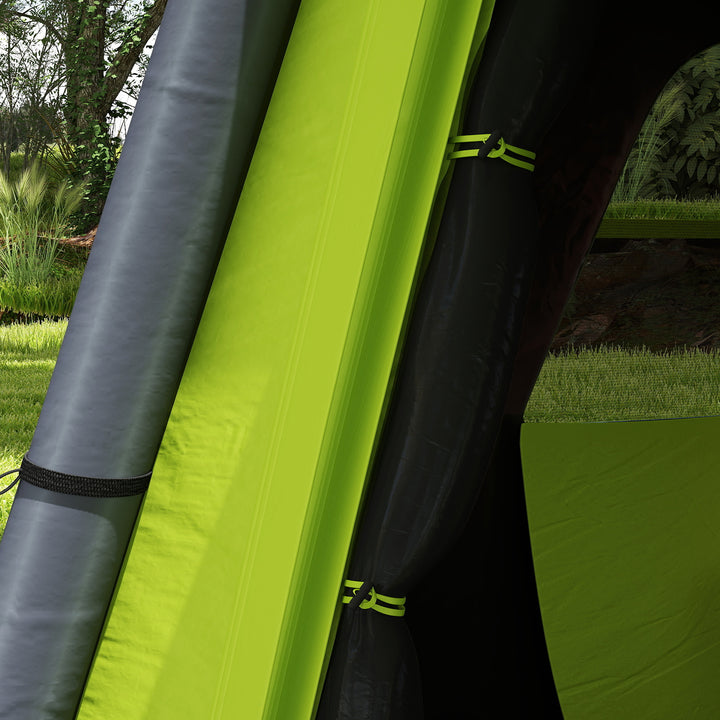 Inflatable Camping Tent w/ Hand Pump, Easy Setup 1/2 Person Blow Up Tent Waterproof 190T Taffeta w/ Mesh Windows, Doors and Carry Bag, Green