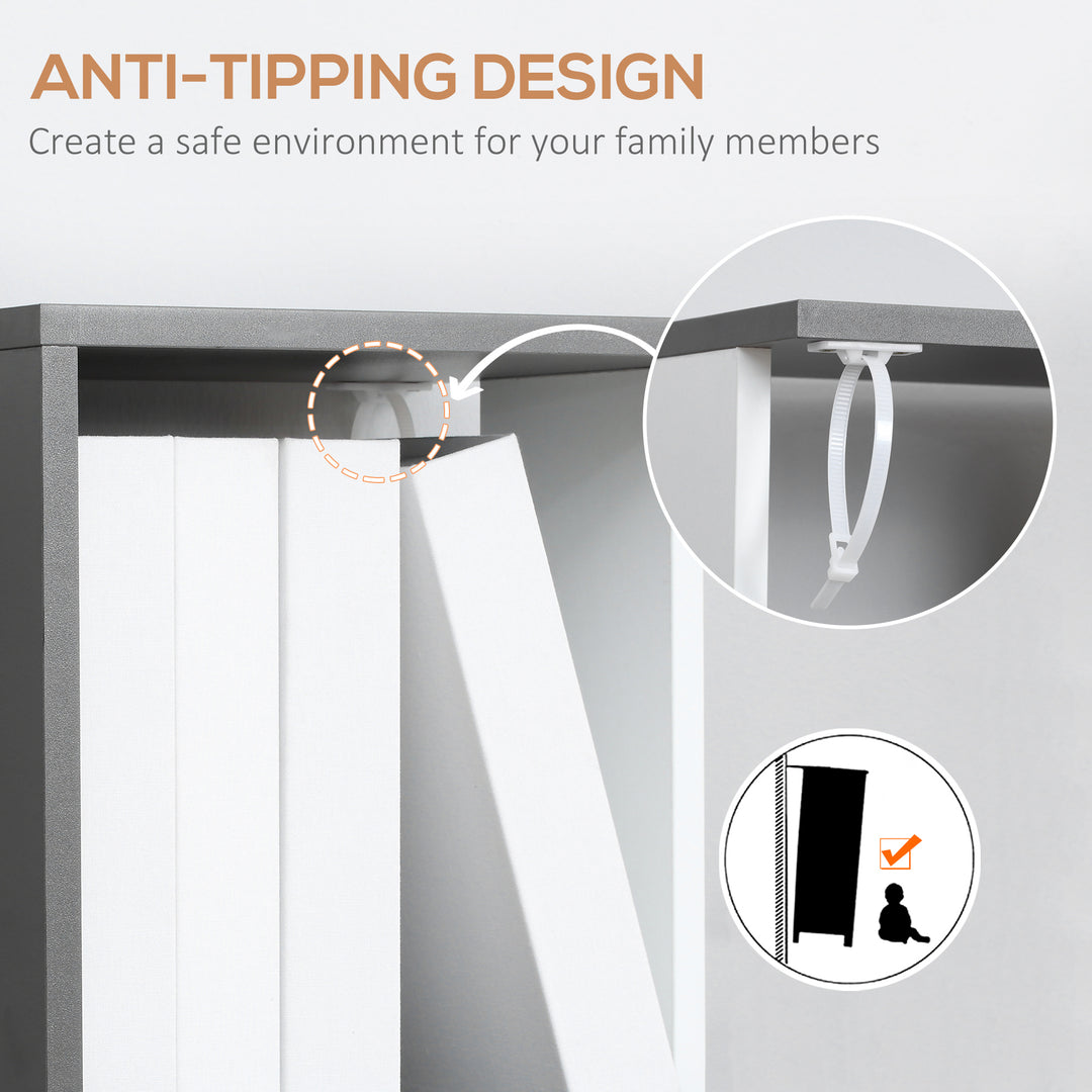 MCL Modern 5-Tier Bookshelf, Freestanding Bookcase Storage Shelving for Living Room Home Office Study, White and Dark Grey