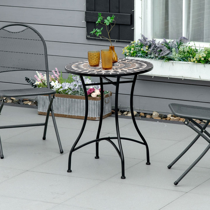 MCL 60cm Mosaic Outdoor Patio Table - Black