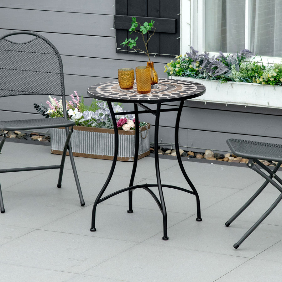 Φ60cm Mosaic Outdoor Patio Table - Black