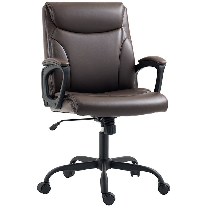 Executive Office Chair, Faux Leather Desk Chair with Height Adjustable, Swivel Wheels and Tilt Function, Computer Chair for Home Office and Study Room, Brown