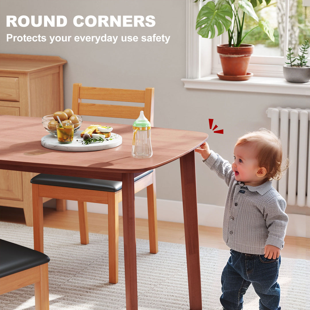 Pine Wood Rectangular Dining Table - Light Brown