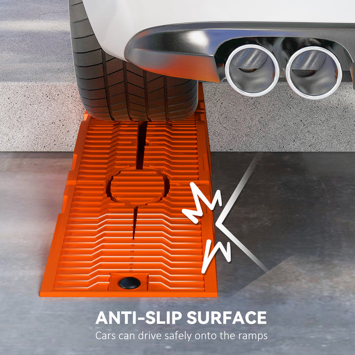 2 Pieces Car Ramps Heavy Duty 2.5 Ton Motorhome Levelling Ramps, Plastic Garage Workshop Car Lift, Portable Automotive Vehicle Campervan Car Ramp, Orange