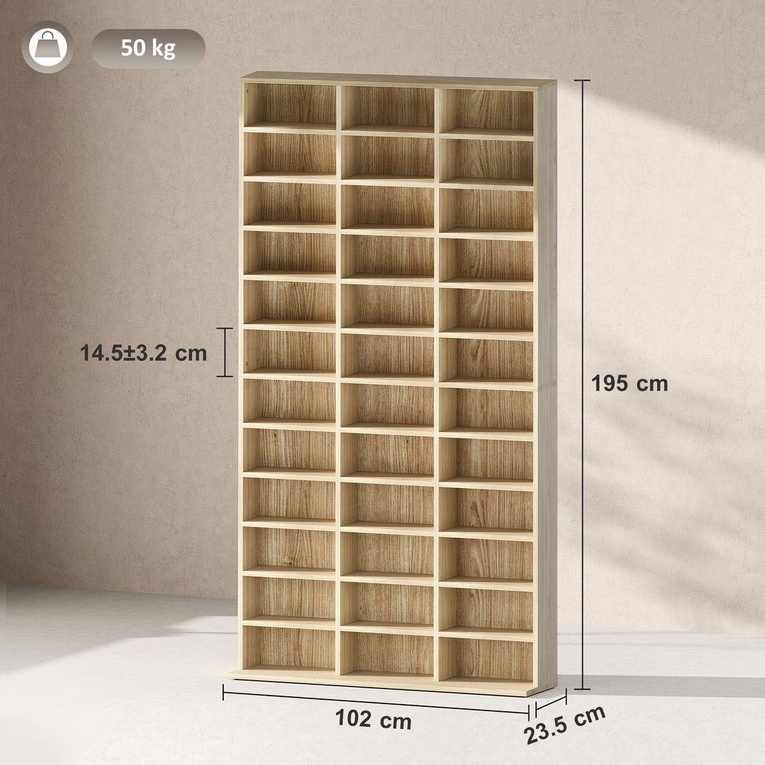 CD Storage Unit with Adjustable Shelves, 102 x 195 cm, Oak Tone