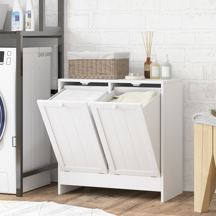 Double Hamper Laundry Storage Cabinet - White