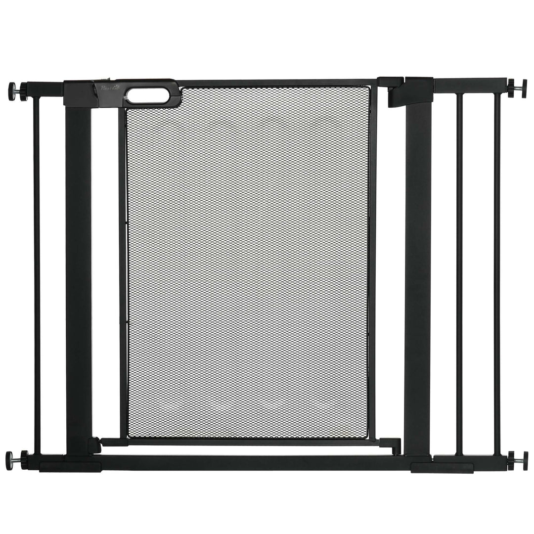Pressure Fit Safety Gate, for Staircases, Hallways, Doorways w/ Extensions Kit, 75-103CM Adjustable Width - Black