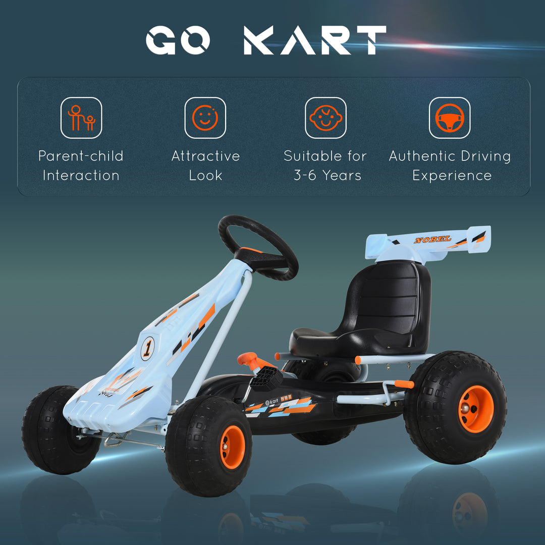 Kids Children Pedal Go Kart Manual Ride On Car w/ Brake Gears Steering Wheel Adjustable Seat Outdoor Fun Vehicle 97 x 66 x 59 cm