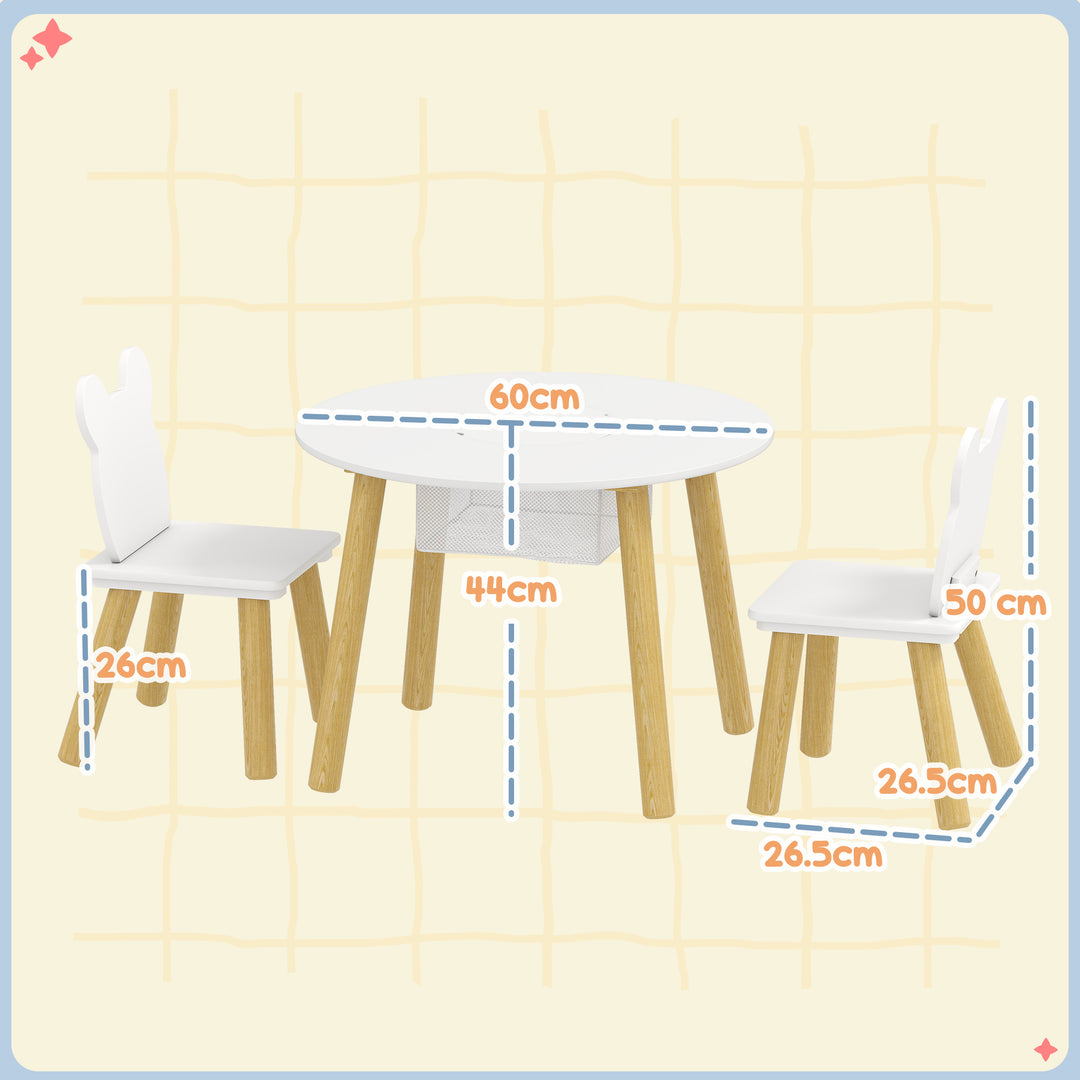 3-Piece Kids Activity Table Set with Centre Mesh Bag, Bear-Shaped Back