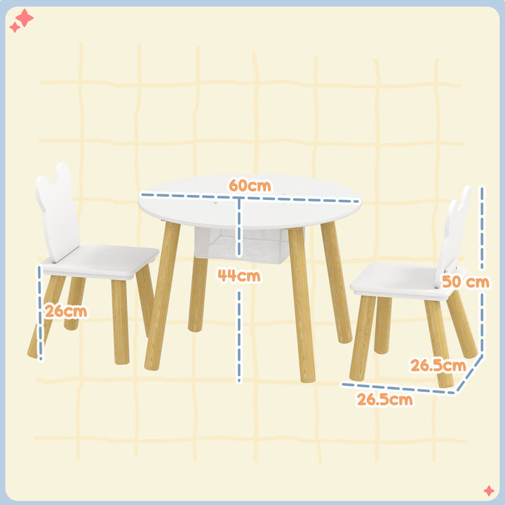 3-Piece Kids Activity Table Set with Centre Mesh Bag, Bear-Shaped Back