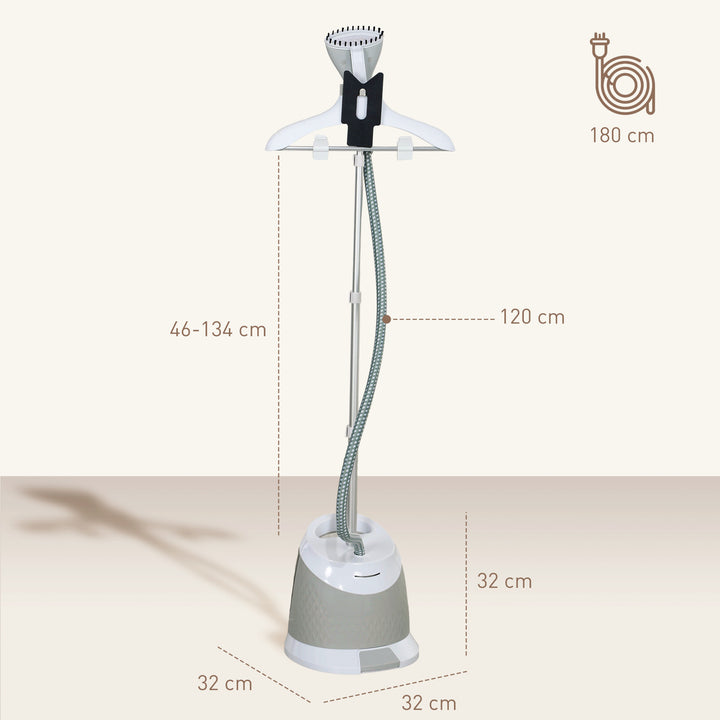 1800W Standing Clothes Steamer, with Accessories - Grey