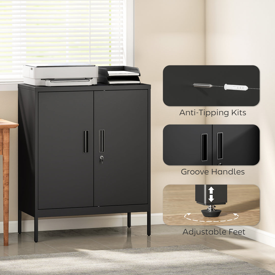 Metal Storage Cabinet with Lock and Adjustable Shelves