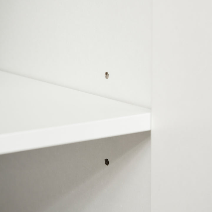 High Gloss Storage Cabinet, Freestanding Storage Cupboard with Adjustable Shelves for Living Room, Bedroom, Hallway, White