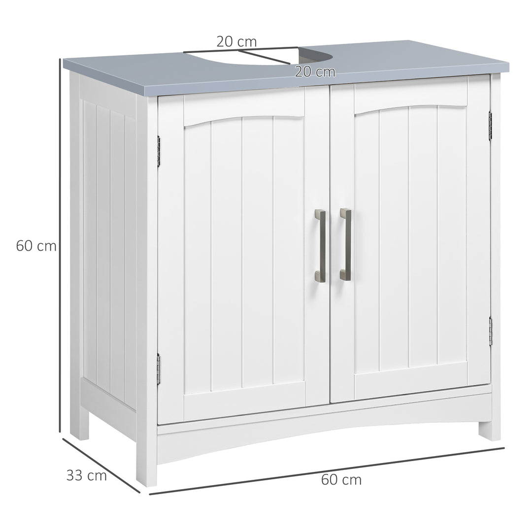 MCL Pedestal Under Sink Cabinet with Double Doors, Modern Bathroom Vanity Unit, Storage Cupboard with Adjustable Shelves, White