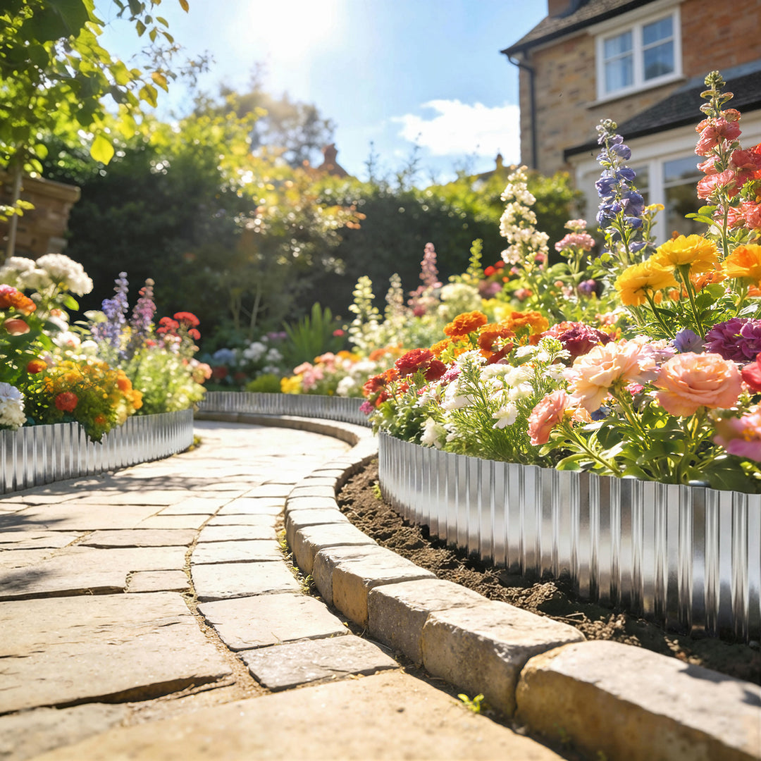 Metal Garden Edging Border, 8 in x 21.3 ft Corrugated Heavy Duty Galva